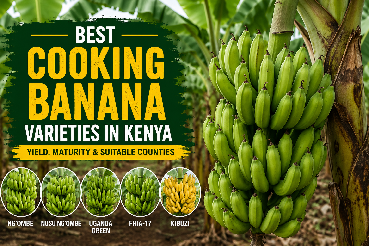 Best Cooking Banana Varieties in Kenya: Characteristics, Yield and Growing Guide
